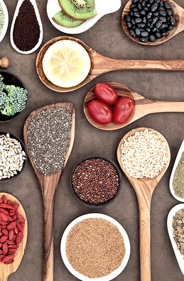Portions of Healthy Superfood Ingredients