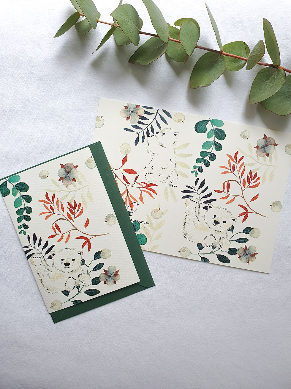 Thumbnail: Polar Bear card/autumn- winter/ Christmas Card 2023/A6 green envelope