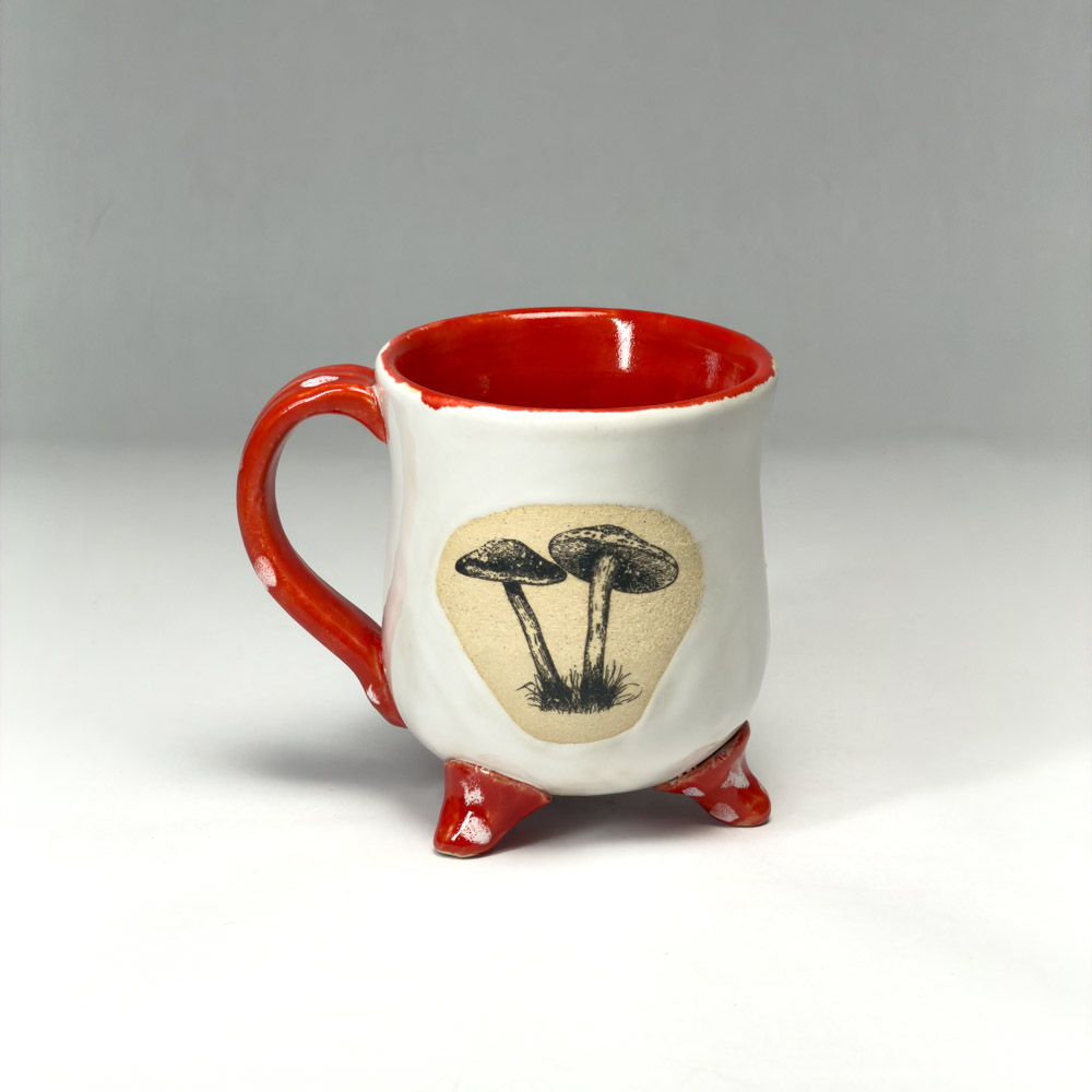 Pair O' Shrooms Footed Mug Red