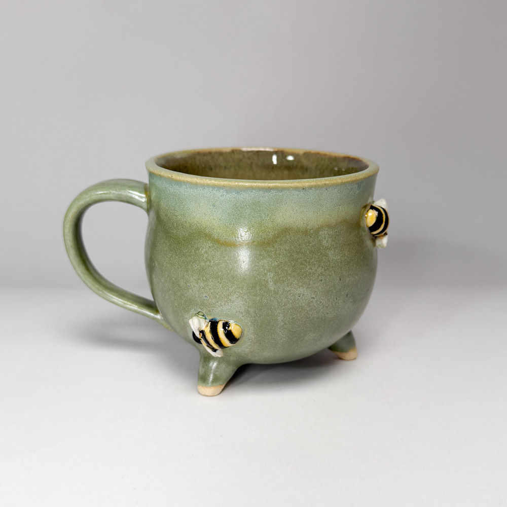 Honeybee Footed Mug Green