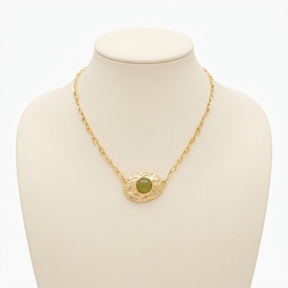 Miniatura: Choker Olívia em resina, ABS e metal com 41 cm de comprimento e extensor.