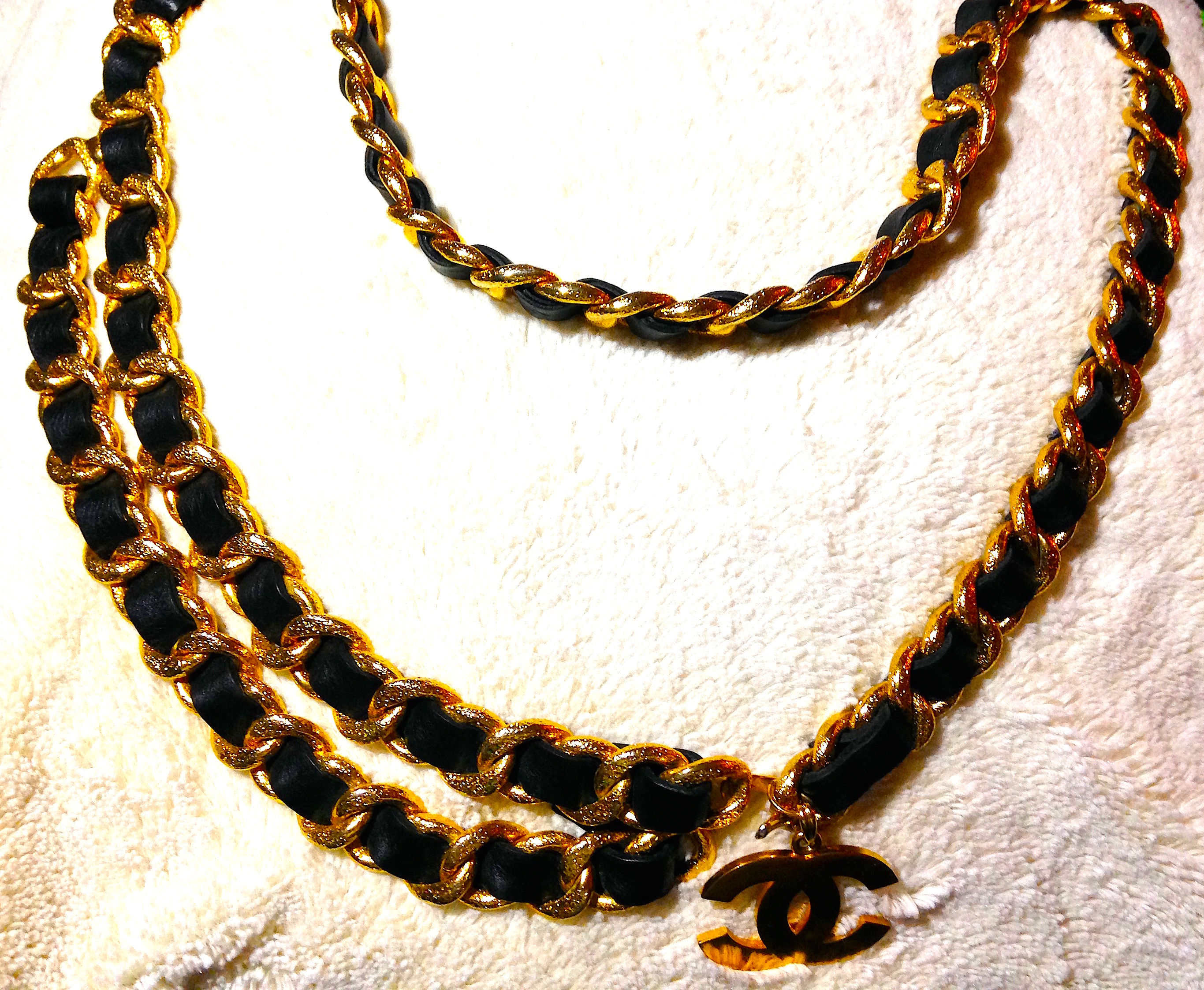 Belt Chanel Gold chain and leather