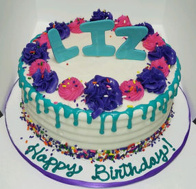 Sprinkle Drip Pink Purple Teal cake