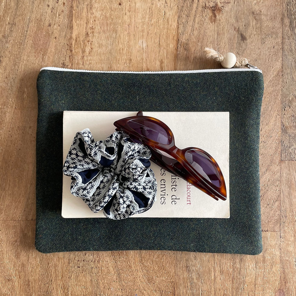 Miniature : Pochette rectangle en lainage vert foncé