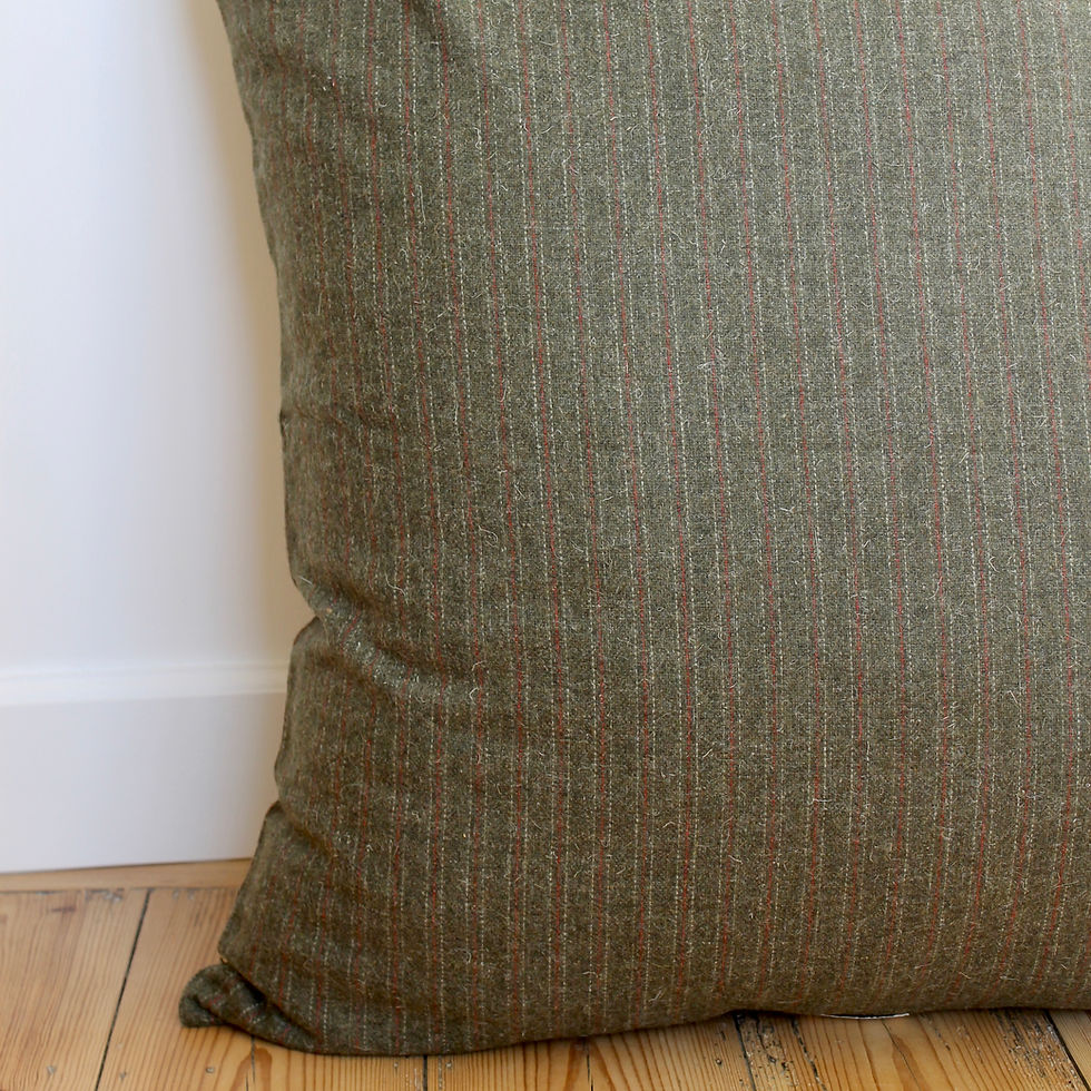 Miniature : Coussin carré XXL lainage rayé vert
