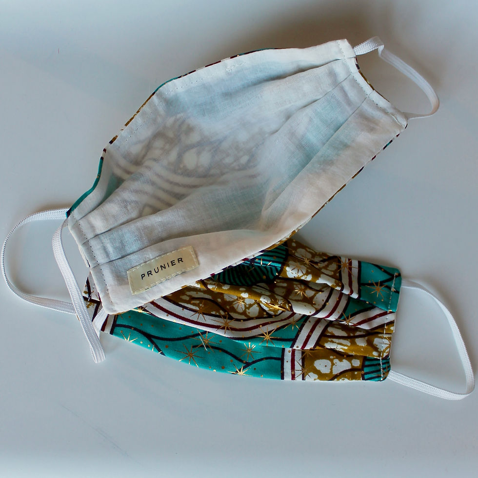 Miniature : Masque en tissu : 3 plis, poche à filtre, fente pour barrette nasale
