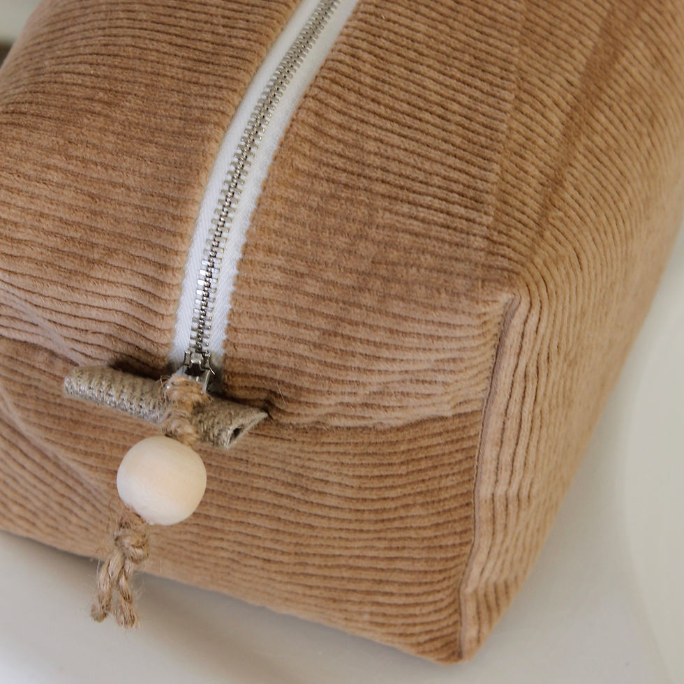 Miniature : Trousse de toilette Cube en velours côtelé