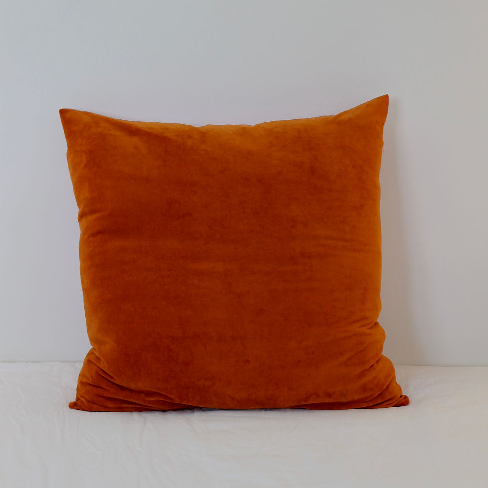 Miniature : Coussin carré XXL velours orange / vichy