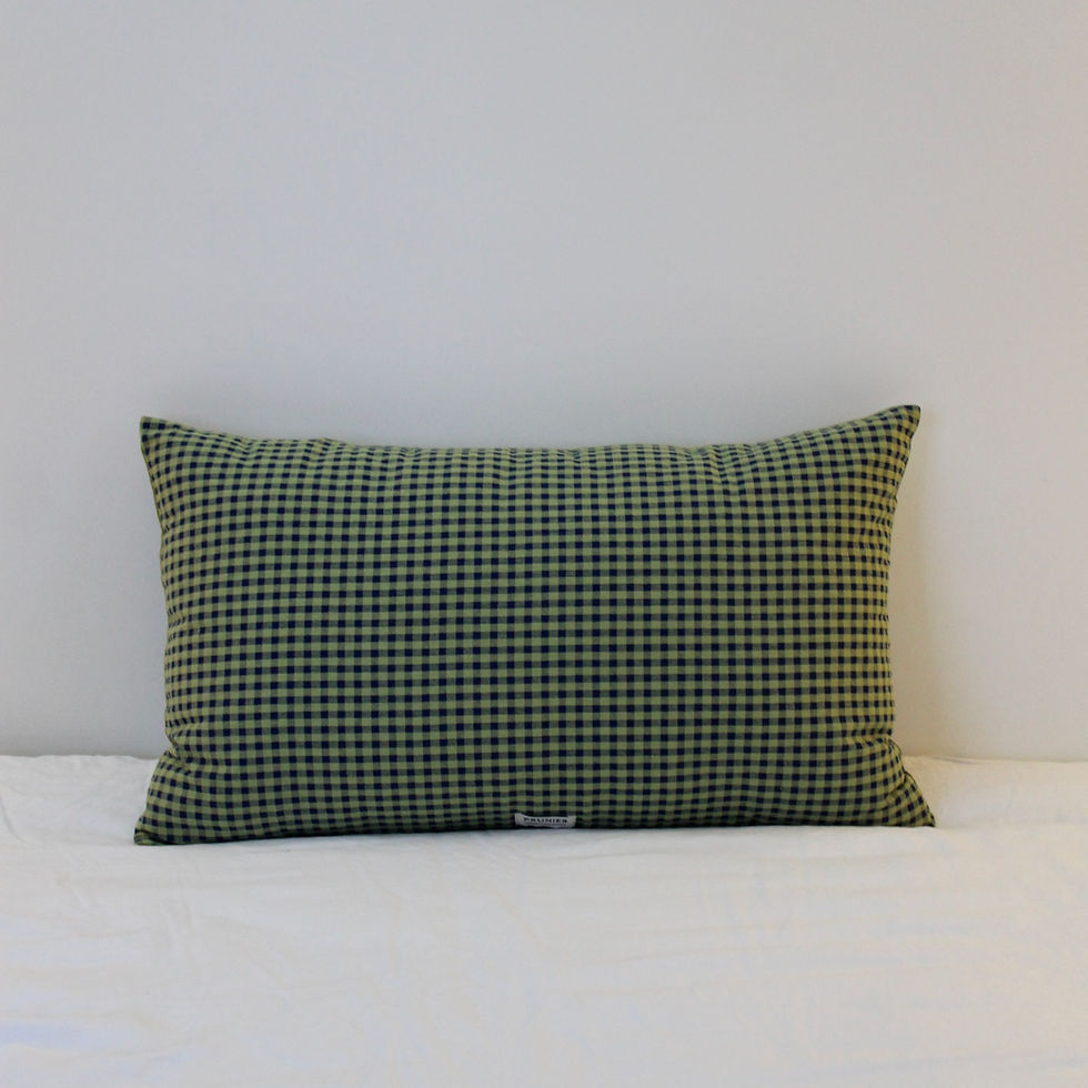 Thumbnail: Coussin rectangle XXL velours vert / vichy