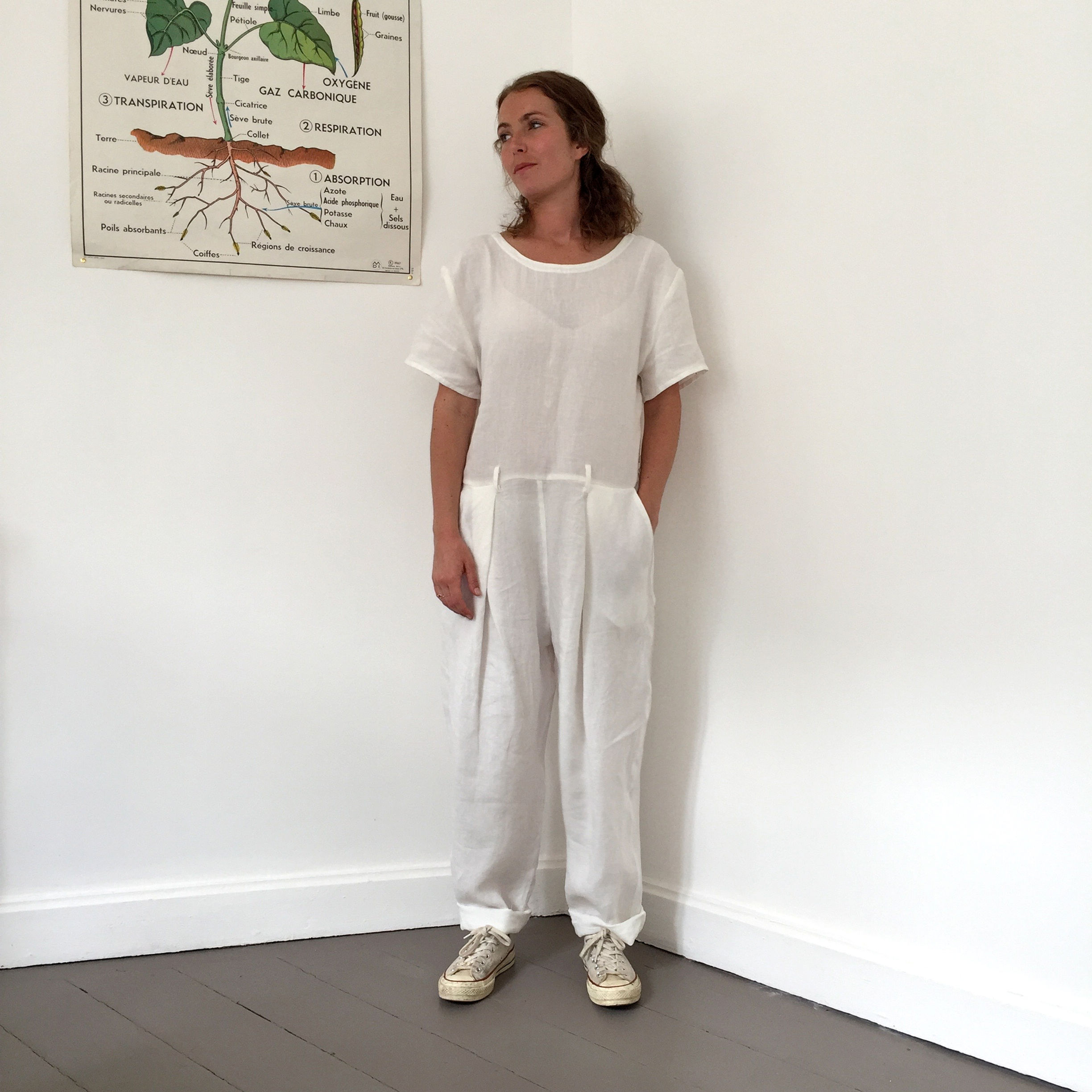 Combinaison en lin écru