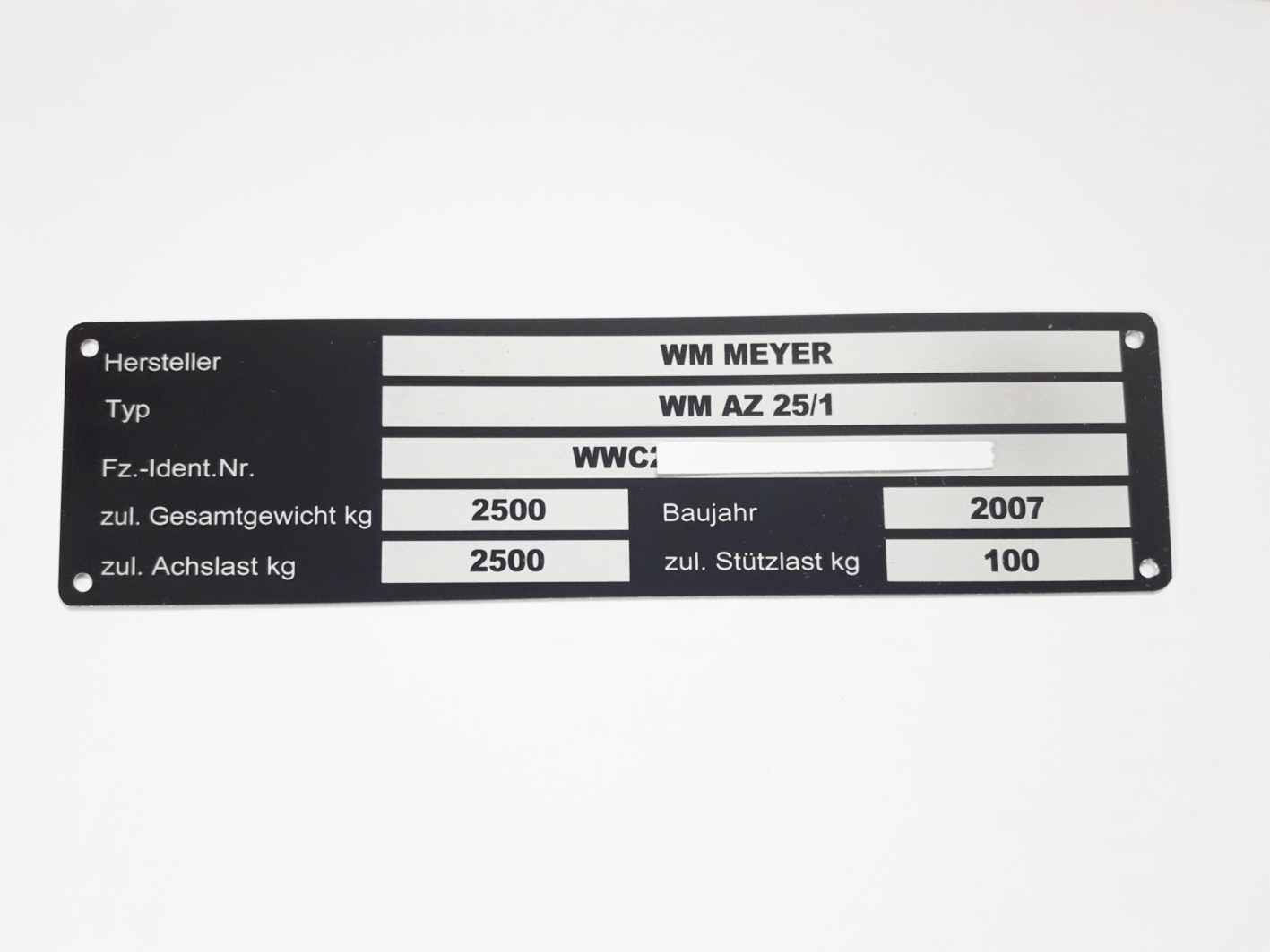 Typenschild Alu, Anhänger 148 x 38 mm, graviert mit Ihren Daten
