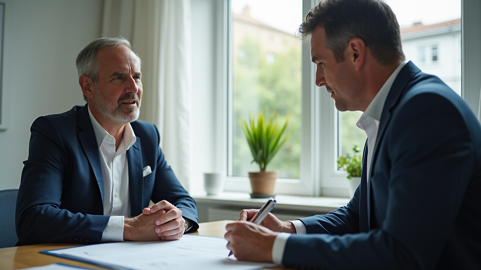 Eye-level view of a financial advisor discussing plans with a client