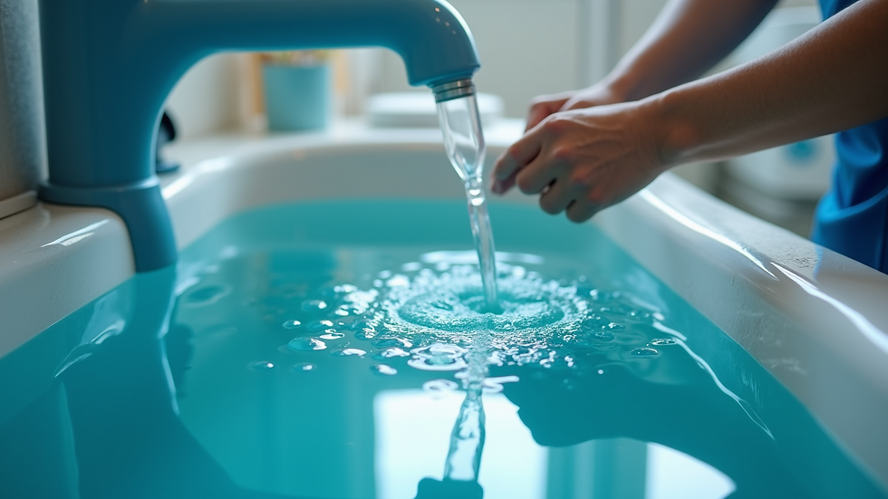 Close-up view of colon hydrotherapy equipment in use