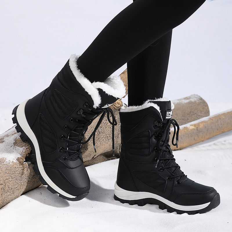 Thumbnail: Waterproof Fleece-Lined Quilted Snow Boots