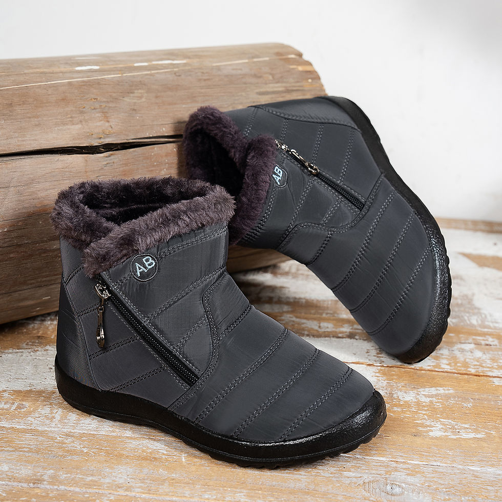 Thumbnail: Waterproof Fur-Lined Zip-Up Ankle Snow Boots