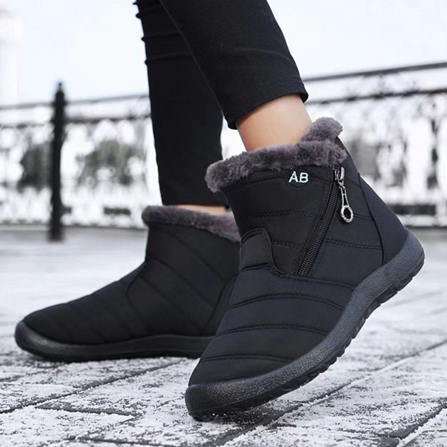 Waterproof Fur-Lined Zip-Up Ankle Snow Boots