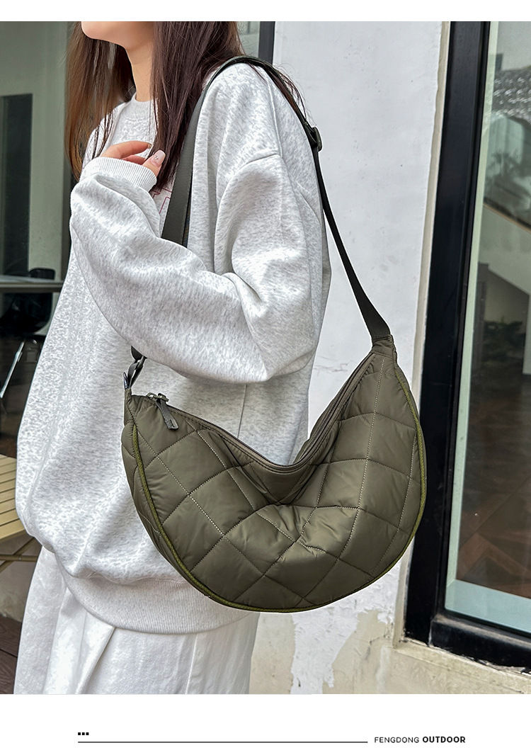 Thumbnail: Quilted Crescent Crossbody Bag