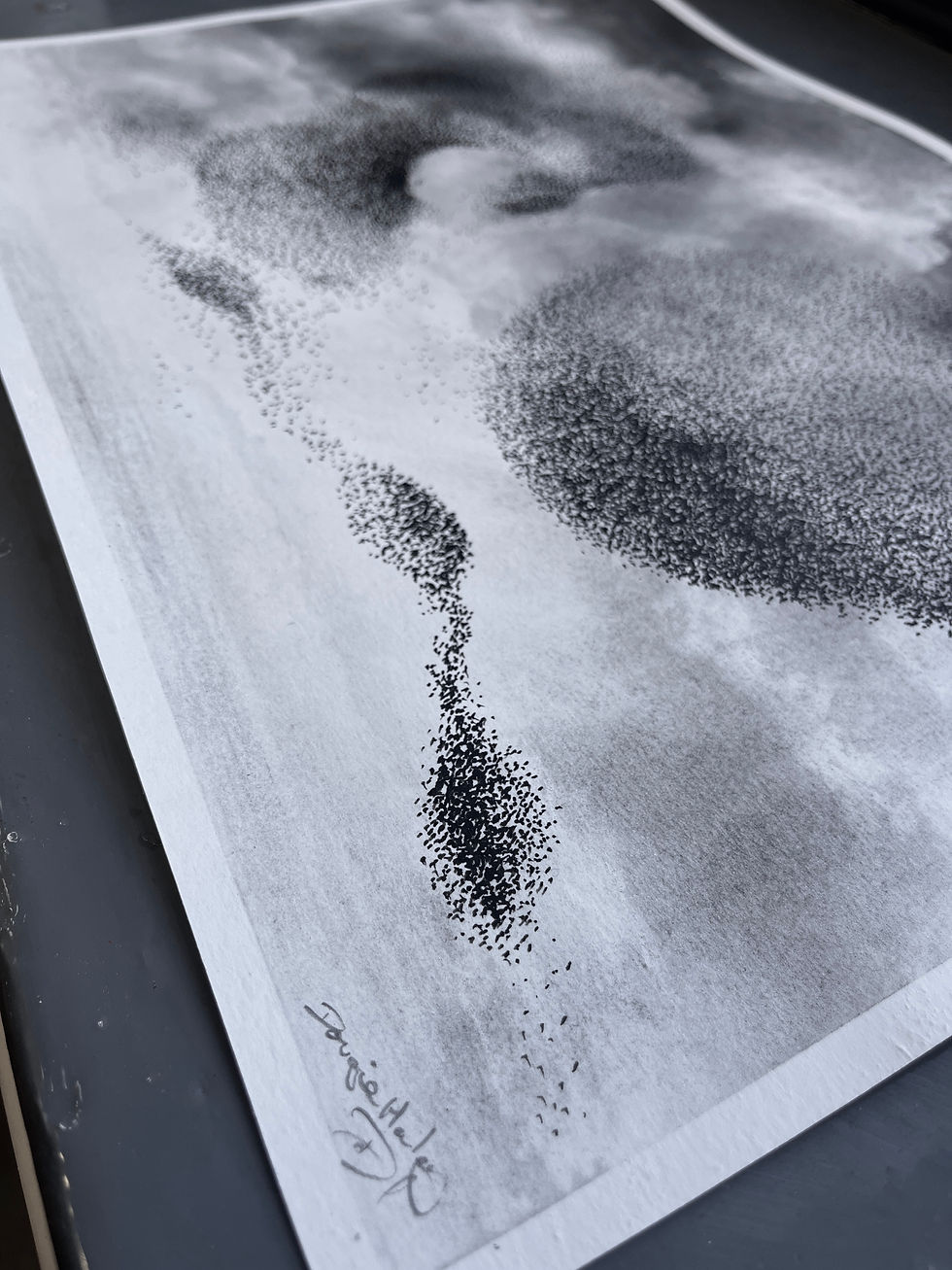 Thumbnail: 'Murmuration' A3, Charcoal and Ink, Signed original.