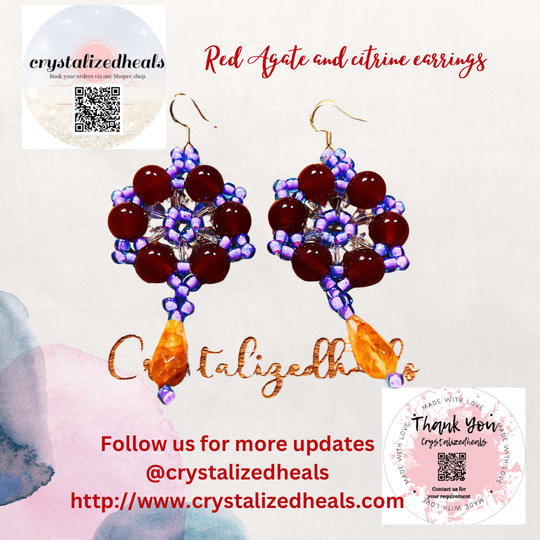 Red Agate and citrine earrings CRSH081223-02
