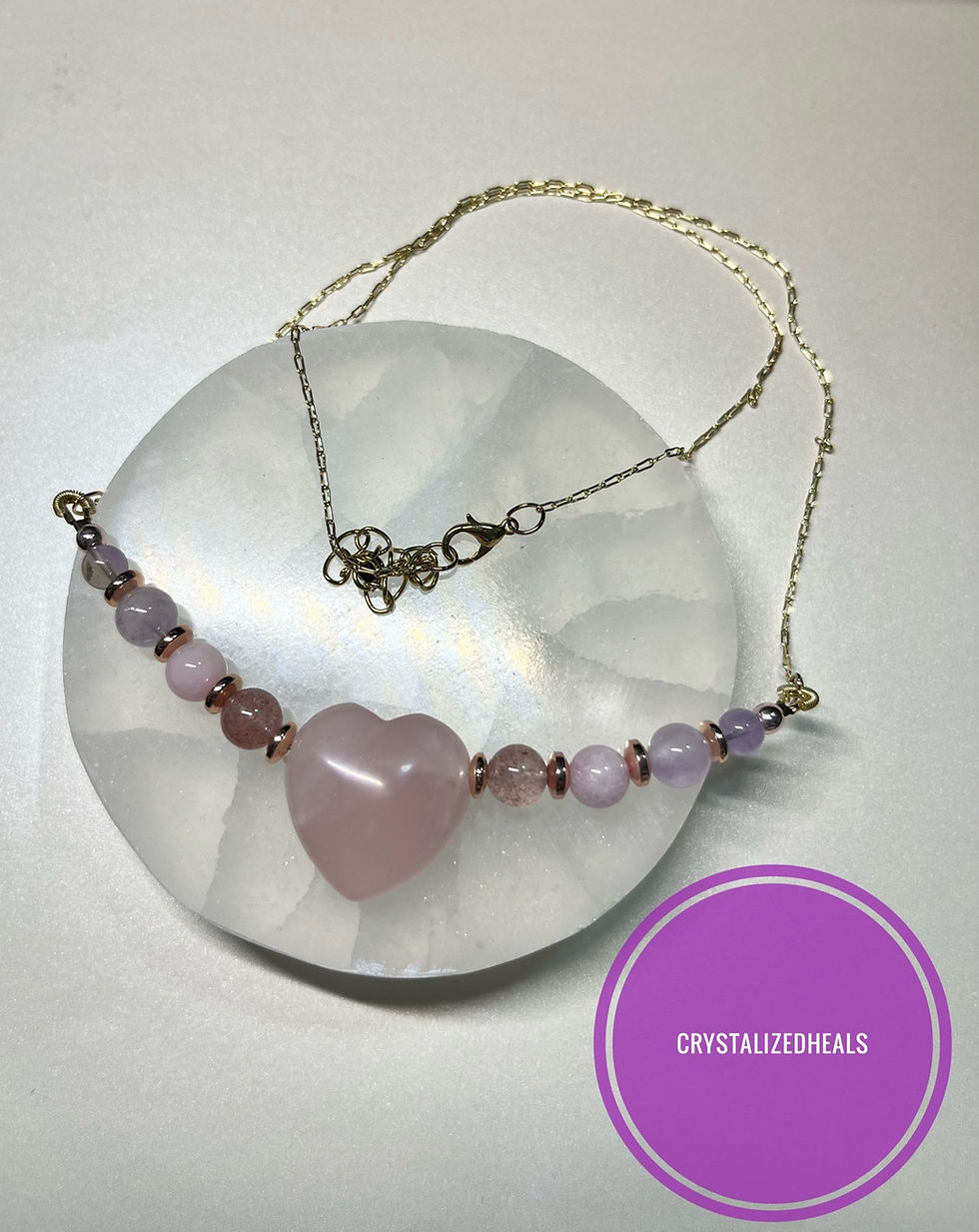 Thumbnail: Rose Quartz Heart Charm necklace code CRSH1402