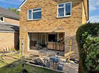 Beginning construction of decking in back garden