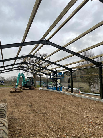 Beginnings of construction of stable building