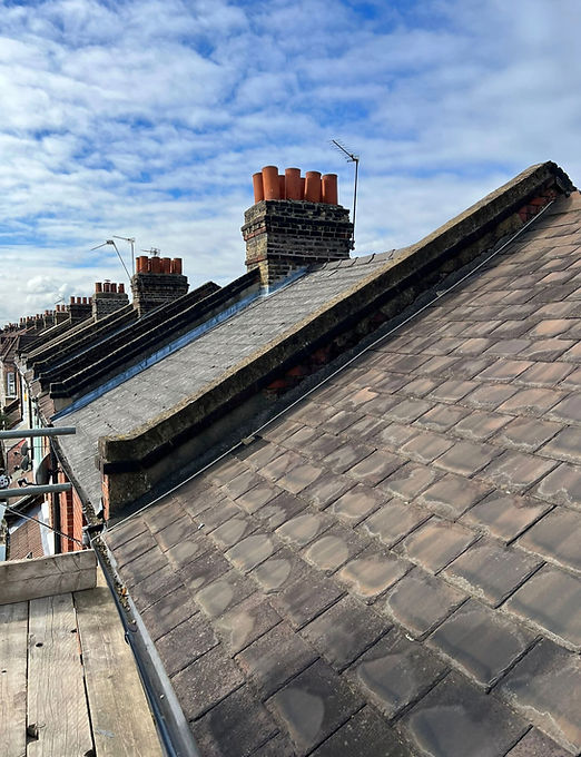 New slate roof installation on customer's home