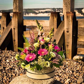 Spring flowers by the sea