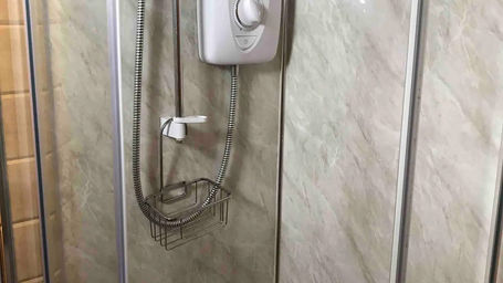 Power shower cubicle at Owl Lodge