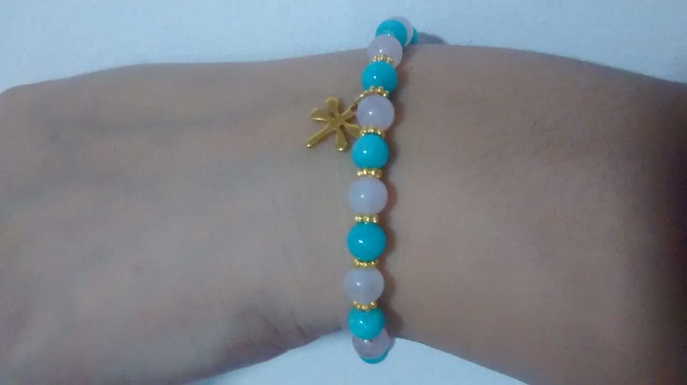 Miniatura: CUARZO ROSA CON JADE AZUl