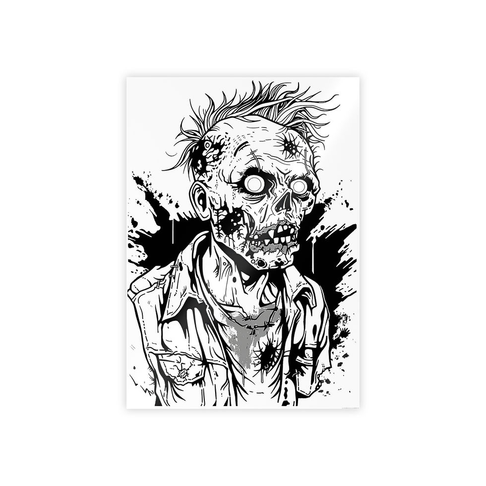 Thumbnail: Large Format Coloring Book Page:  Punk Zombie