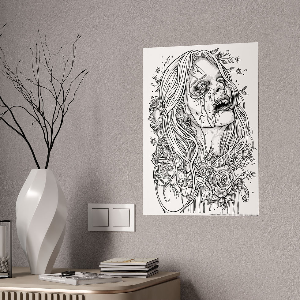 Thumbnail: Large Format Coloring Book Page:  Female Zombie