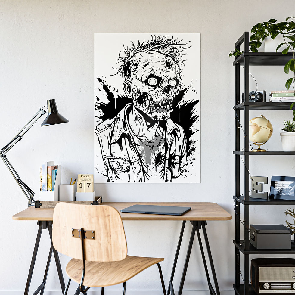 Thumbnail: Large Format Coloring Book Page:  Punk Zombie