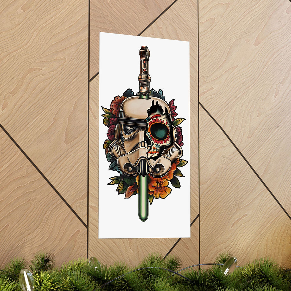 Thumbnail: Upstream Lion: Star Wars American Traditional Sugar Skull - Art Print