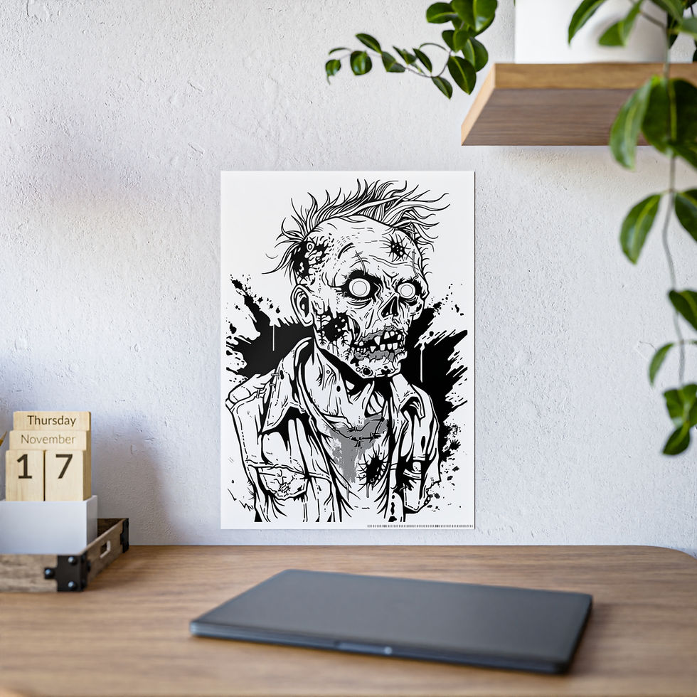 Thumbnail: Large Format Coloring Book Page:  Punk Zombie