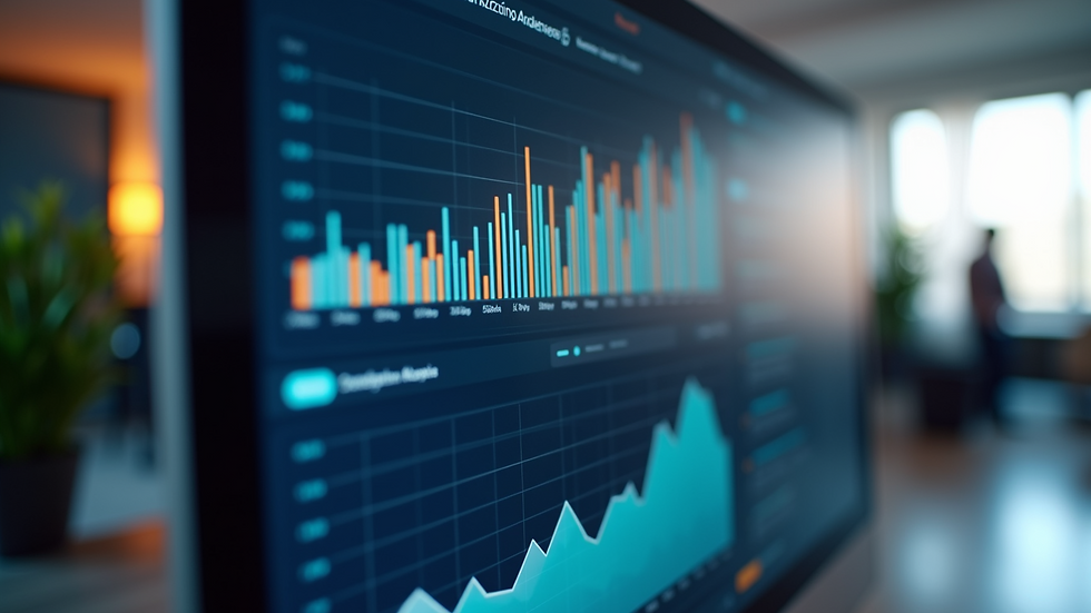 Close-up view of computer screen displaying digital marketing analytics dashboard