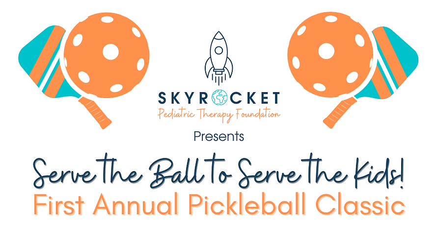 Pickleball Tournament logo with blue and orange pickleball paddles