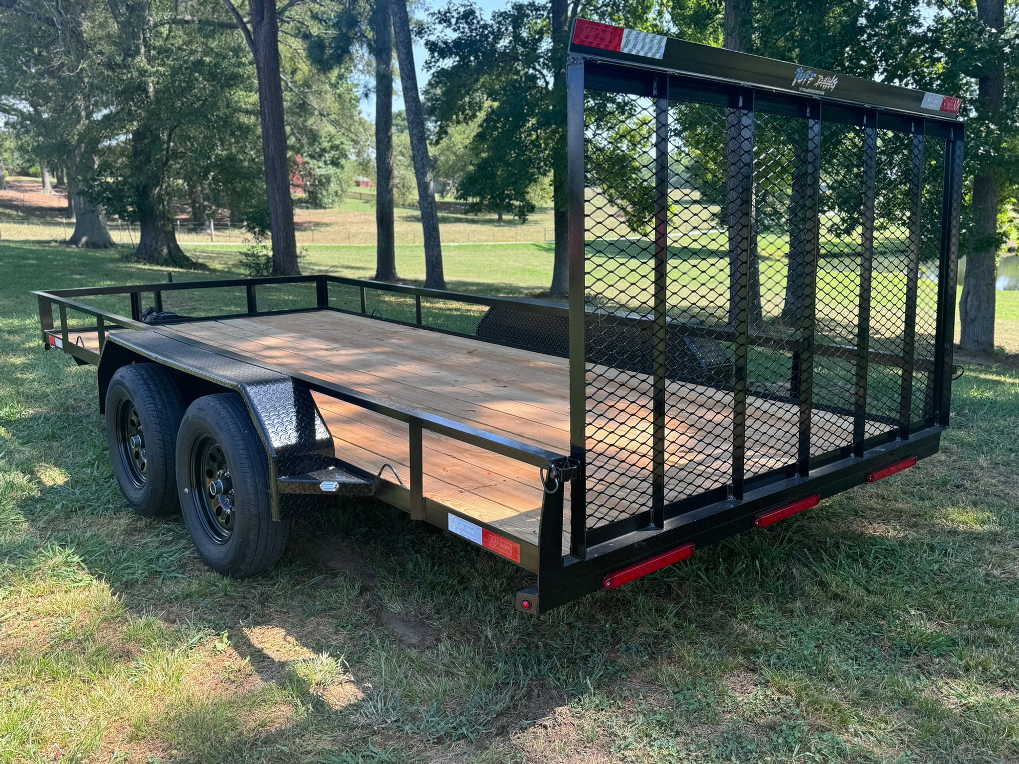 14' x 6.5' utility trailer view of ramp from rear corner