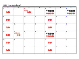 11月診療予定