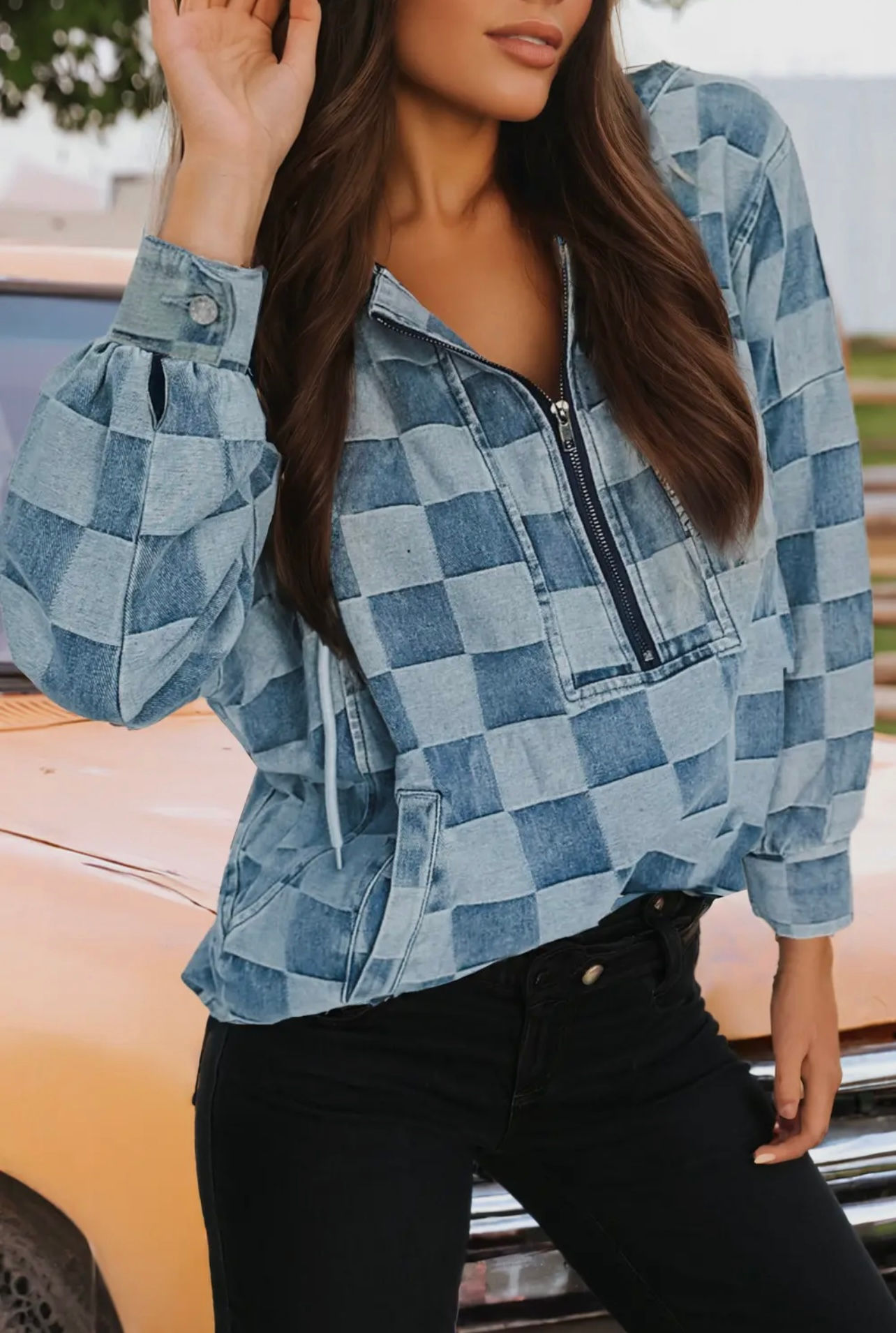 Denim Checkered Jacket