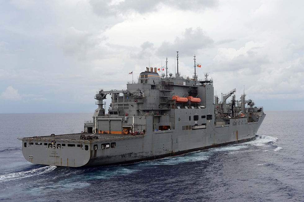 https://commons.wikimedia.org/wiki/File:The_dry_cargo_and_ammunition_ship_USNS_Charles_Drew_%28T-AKE_10%29_steams_through_the_Philippine_Sea_prior_to_a_replenishment_at_sea_with_the_guided_missile_cruiser_USS_Antietam_%28CG_54%29,_not_pictured,_Aug._15,_2013_130815-N-TG831-126.jpg