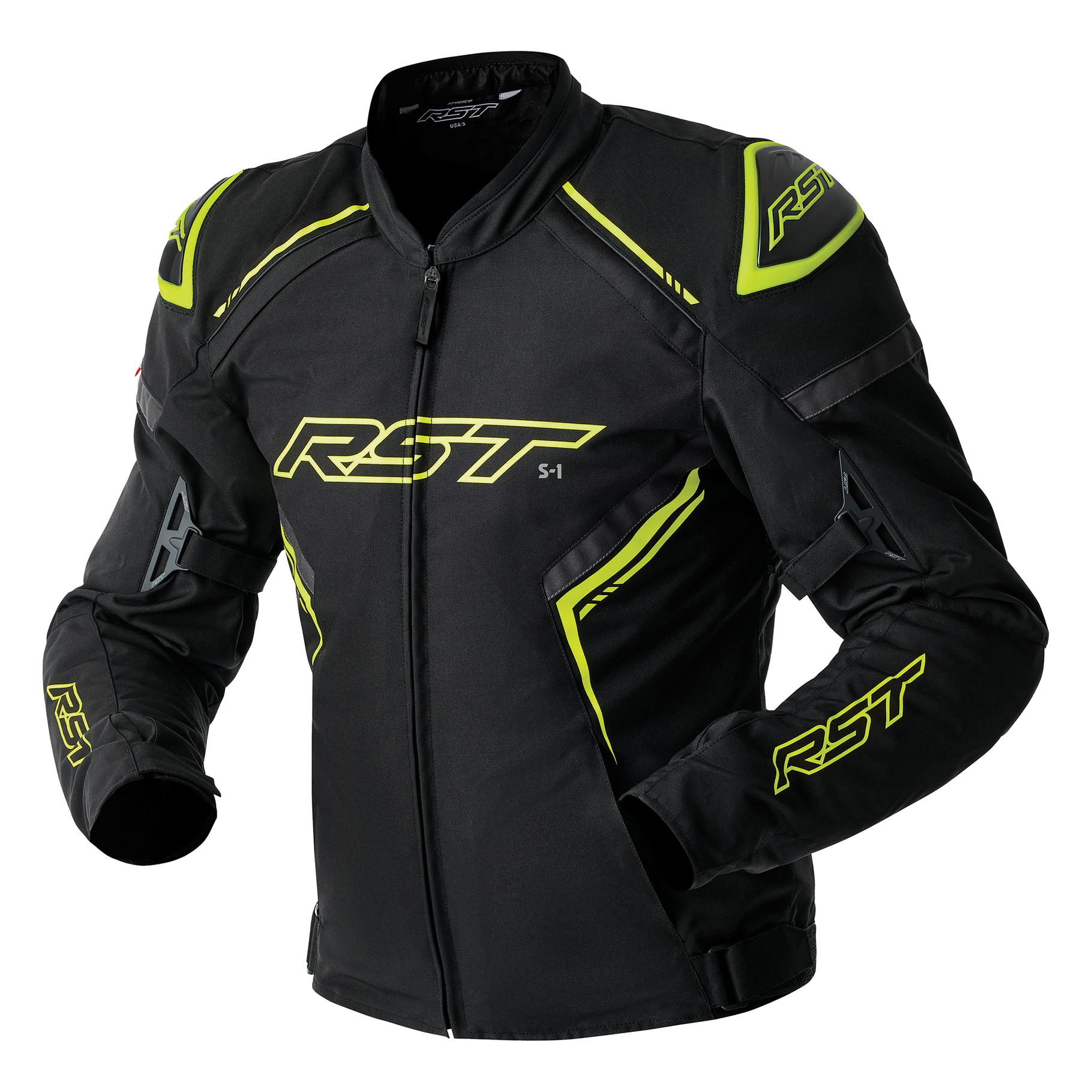 RST S1 D3O Textile Jacket - Black/Grey/Flo Yellow