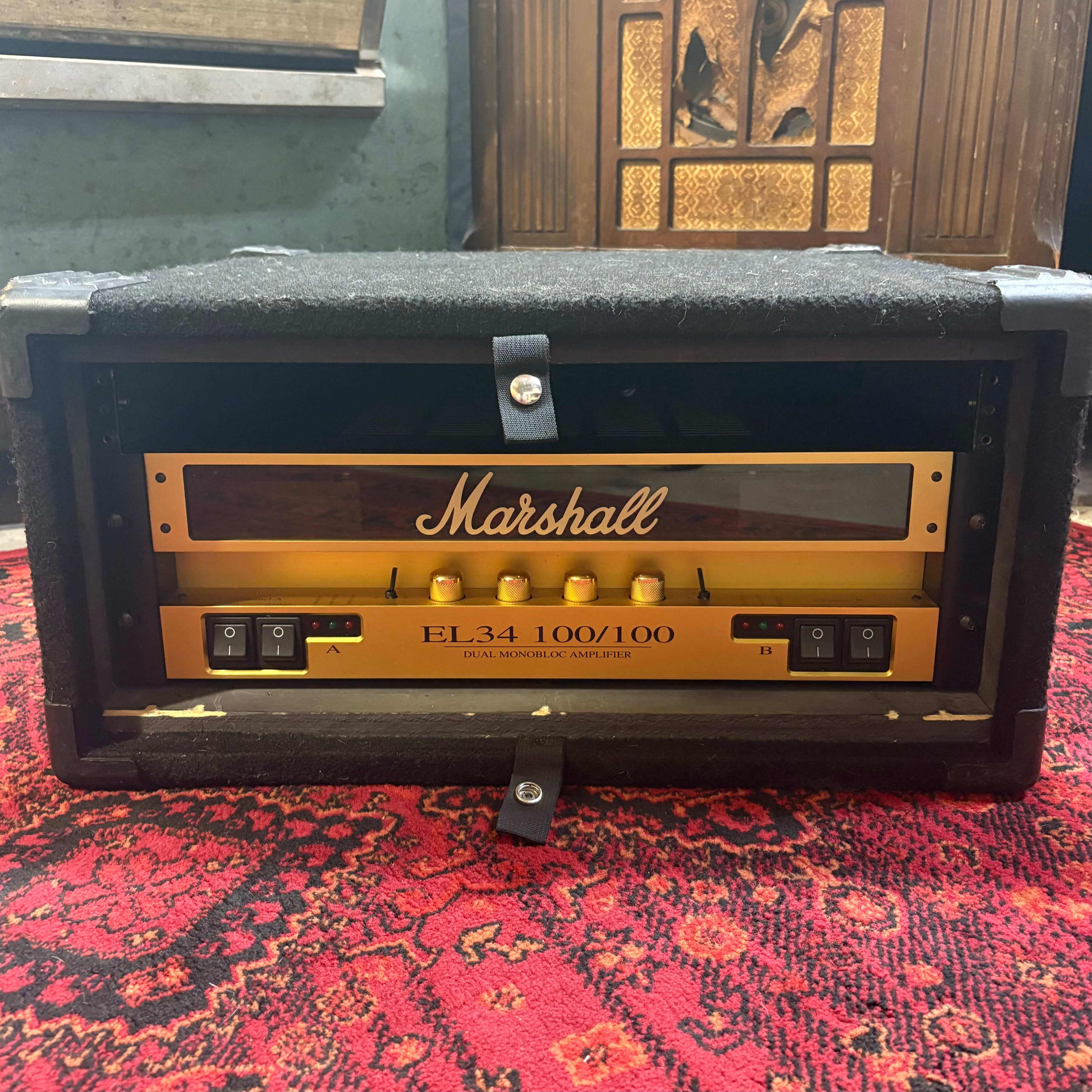 2004 Marshall EL34 100/100 Dual Monoblock Rack Power Amp With Rack Mount Case
