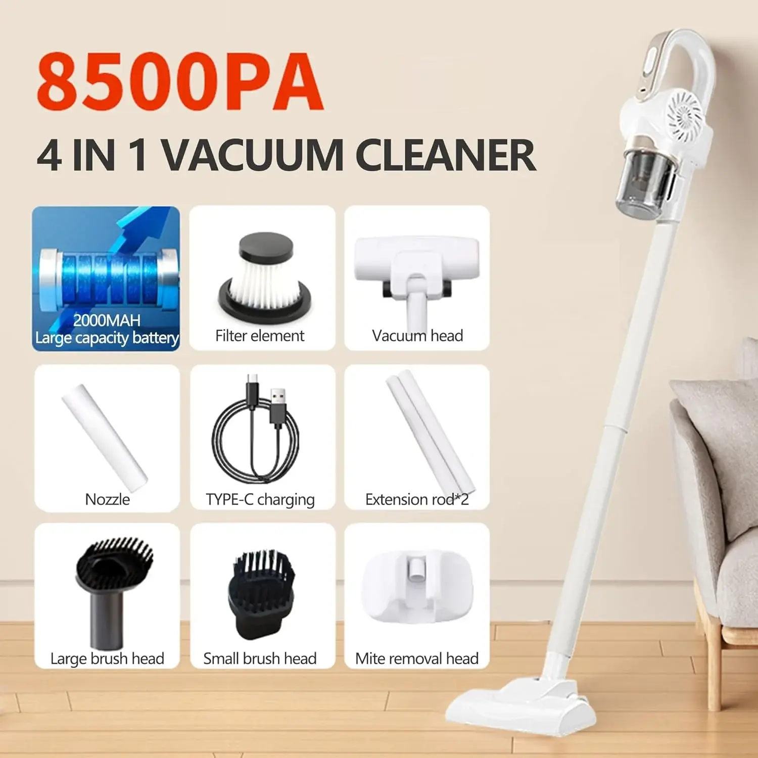 Home Cordless Vacuum 6 PCs
