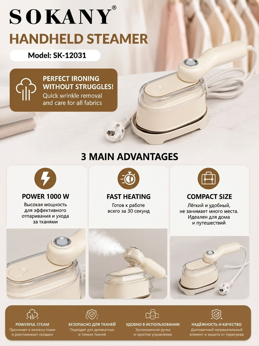 Thumbnail: SOKANY SK-12031 Handheld Steam Iron