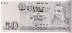 Fehldrucke der Banknote zu 50 Mark der Staatsbank der DDR Ausgabe 1971