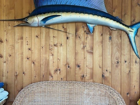 a big fish on Mel Westemeier's porch