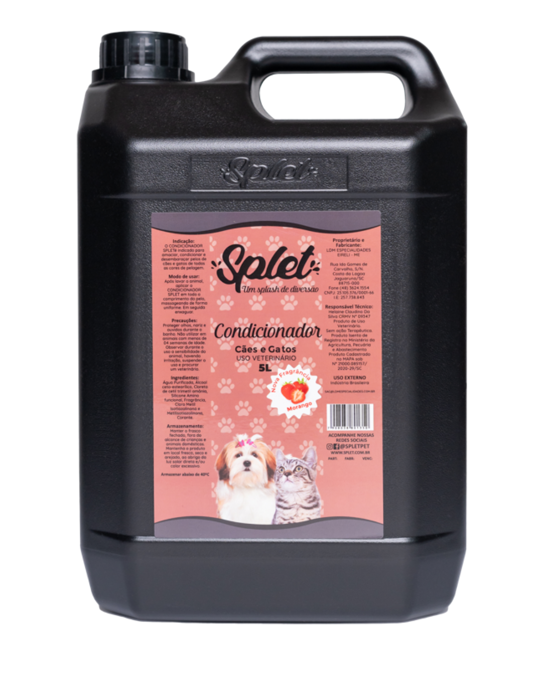 CONDICIONADOR CÃES E GATOS MORANGO SPLET 5 L