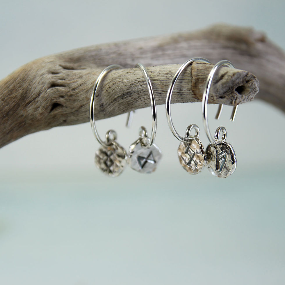 Thumbnail: Silver Rune Hoops - Choose your Runes
