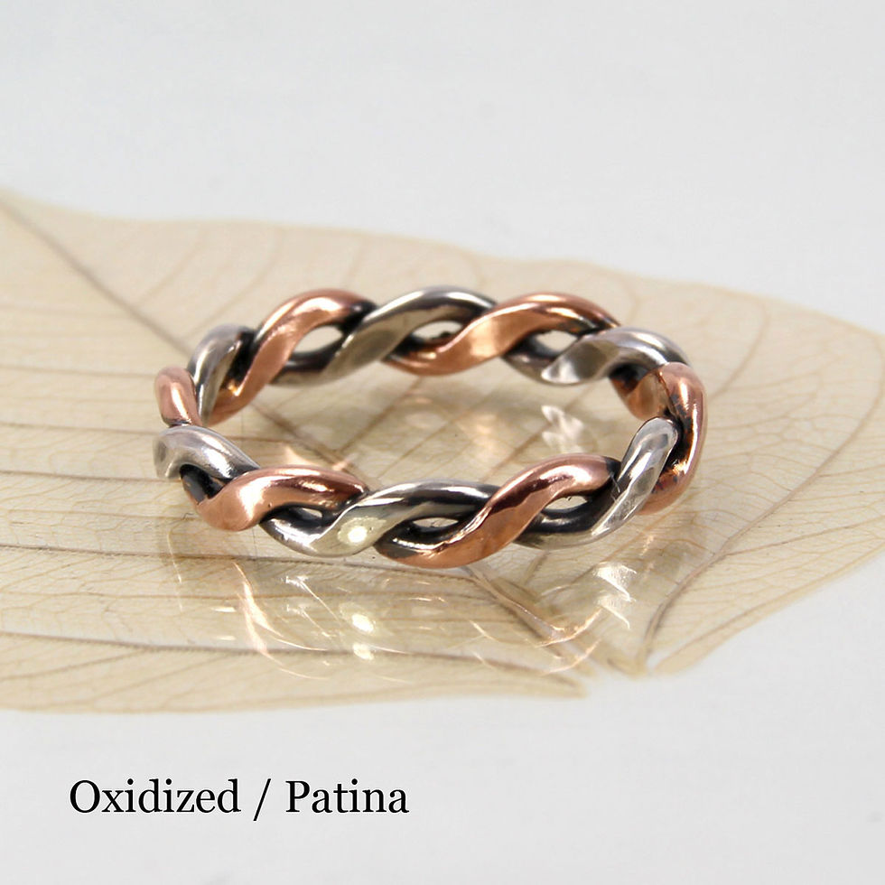 Thumbnail: Chunky Silver & Copper Twist Ring - Rope Ring